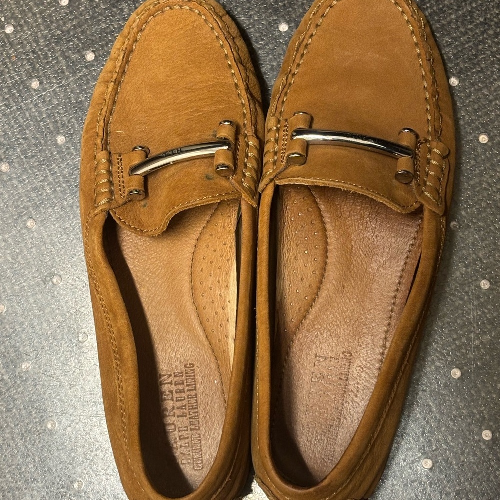 Brown suede driving shoes